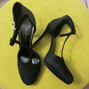 SO CUTE! Jessica Simpson black and gold platform heels, size 10